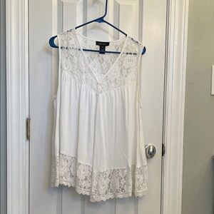 Karen Kane White Lace Sleeveless Blouse
